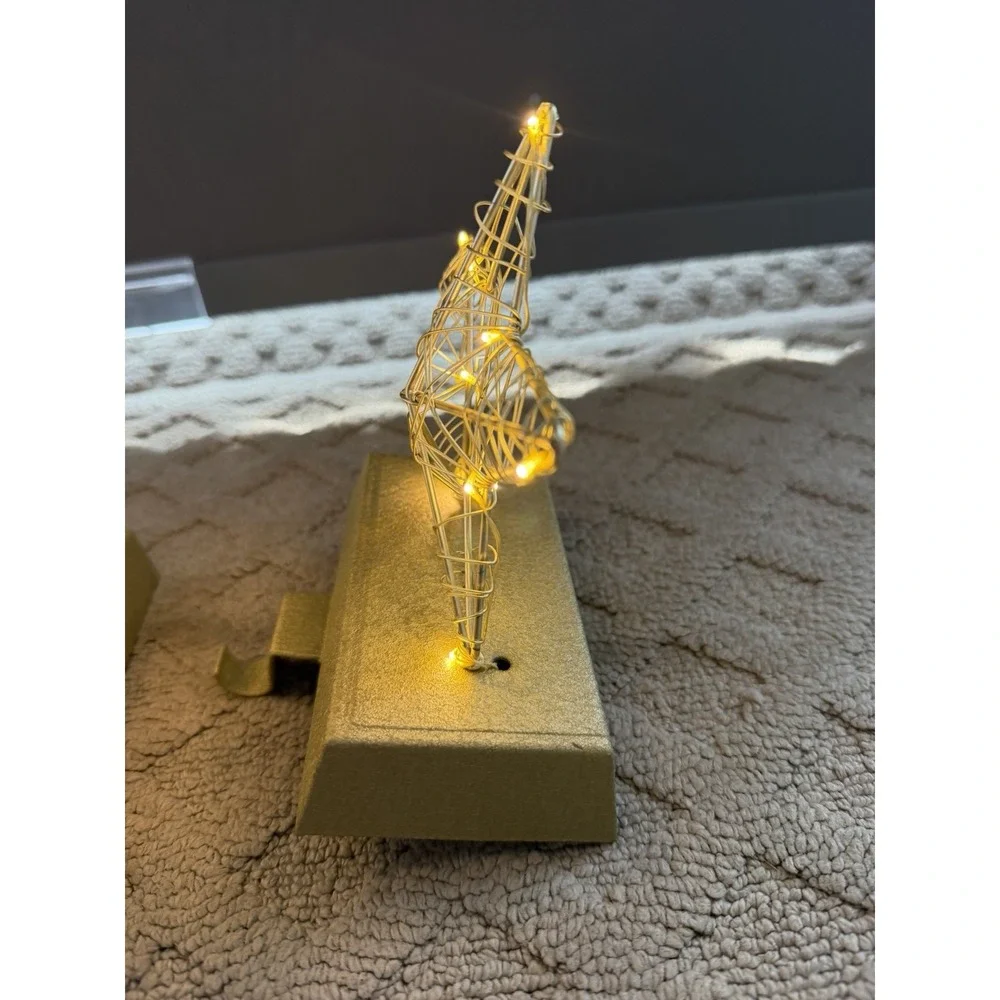 Gold LED Lighted‎ Wired Star Christmas Stocking Holder-set of 2
